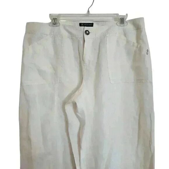 INC Women's Ivory Linen Wide Leg Pants - Picture 2 of 13